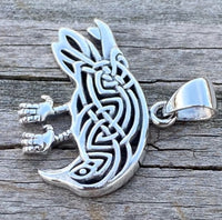 Celtic Raven Pendant .925 Sterling Silver Crow jewelry 