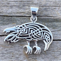 Celtic Raven Pendant .925 Sterling Silver Crow jewelry 