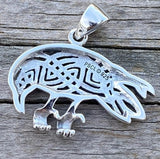 Celtic Raven Pendant .925 Sterling Silver Crow jewelry 