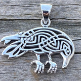 Celtic Raven Pendant .925 Sterling Silver Crow jewelry 