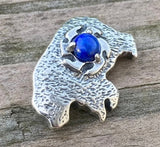Bear Pendant Sun Symbol .925 Sterling Silver w/ Genuine Lapis Lazuli gemstone
