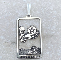 Ace of Pentacles Tarot Card Pendant