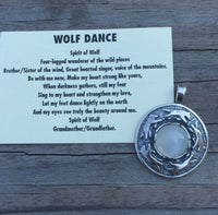 Wolf Dance Pendant .925 Sterling Silver w/ genuine 10mm Moonstone gem Made in USA