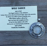 Wolf Dance Pendant .925 Sterling Silver w/ genuine 10mm Moonstone gem Made in USA