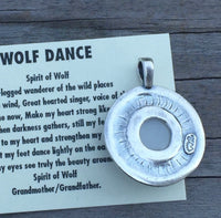 Wolf Dance Pendant .925 Sterling Silver w/ genuine 10mm Moonstone gem Made in USA