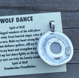 Wolf Dance Pendant .925 Sterling Silver w/ genuine 10mm Moonstone gem Made in USA