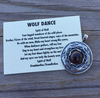 Wolf Dance Pendant .925 Sterling Silver w/ genuine 10mm Garnet gem Made in USA