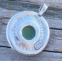 Wolf Dance Pendant .925 Sterling Silver w/ genuine 10mm Jade gem Made in USA