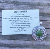 Wolf Dance Pendant .925 Sterling Silver w/ genuine 10mm Jade gem Made in USA