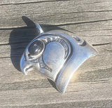 HORUS Falcon Pendant Egyptian .925 Sterling Silver w/ Natural Star Diopside Eye USA