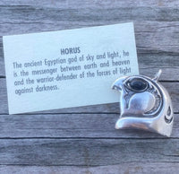 HORUS Falcon Pendant Egyptian .925 Sterling Silver w/ Natural Star Diopside Eye USA