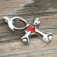 Ankh Pendant Solid .925 Sterling Silver w/ Natural Carnelian gemstone 