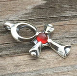 Ankh Pendant Solid .925 Sterling Silver w/ Natural Carnelian gemstone 