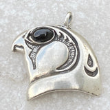 HORUS Falcon Pendant Egyptian .925 Sterling Silver w/ Natural Star Diopside Eye USA