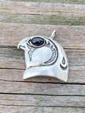 HORUS Falcon Pendant Egyptian .925 Sterling Silver w/ Natural Star Diopside Eye USA