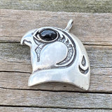 HORUS Falcon Pendant Egyptian .925 Sterling Silver w/ Natural Star Diopside Eye USA