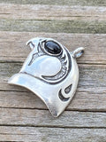 HORUS Falcon Pendant Egyptian .925 Sterling Silver w/ Natural Star Diopside Eye USA
