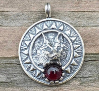 Viking Sun Wolf 3D Sculpted Pendant solid .925 Sterling Silver 
