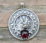 Viking Sun Wolf 3D Sculpted Pendant solid .925 Sterling Silver 