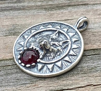 Viking Sun Wolf Pendant solid .925 Sterling Silver 