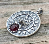 Viking Sun Wolf Pendant solid .925 Sterling Silver 