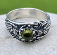 Antlered Medicine Healer Ring .925 Sterling Silver with a genuine Peridot gemstone USA