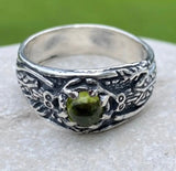 Antlered Medicine Healer Ring .925 Sterling Silver with a genuine Peridot gemstone USA