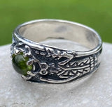 Antlered Medicine Healer Ring .925 Sterling Silver with a genuine Peridot gemstone USA