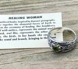 Antlered Medicine Healer Ring .925 Sterling Silver with a genuine Peridot gemstone USA