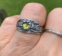 Antlered Medicine Healer Ring .925 Sterling Silver with a genuine Peridot gemstone USA