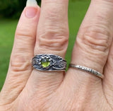 Antlered Medicine Healer Ring .925 Sterling Silver with a genuine Peridot gemstone USA