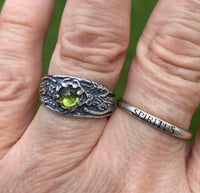 Antlered Medicine Healer Ring .925 Sterling Silver with a genuine Peridot gemstone USA