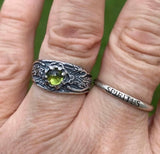 Antlered Medicine Healer Ring .925 Sterling Silver with a genuine Peridot gemstone USA