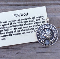 Wolf Pendant Sterling Silver with Moonstone