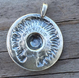 Viking Sun Wolf Pendant solid .925 Sterling Silver w/ genuine Rainbow Moonstone USA