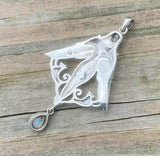 Freya Norse Love Goddess Pendant .925 Sterling Silver w/ genuine Rainbow Moonstone