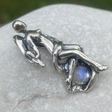 World Tarot 3D Sculpture Pendant .925 Sterling Silver with Natural Rainbow moonstone USA