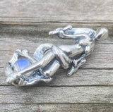 World Tarot 3D Sculpture Pendant .925 Sterling Silver with Natural Rainbow moonstone USA