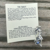 World Tarot 3D Sculpture Pendant .925 Sterling Silver with Natural Rainbow moonstone USA