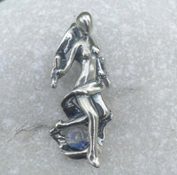 World Tarot 3D Sculpture Pendant .925 Sterling Silver with Natural Rainbow moonstone USA