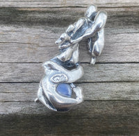 World Tarot 3D Sculpture Pendant .925 Sterling Silver with Natural Rainbow moonstone USA