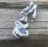 World Tarot 3D Sculpture Pendant .925 Sterling Silver with Natural Rainbow moonstone USA