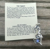 World Tarot 3D Sculpture Pendant .925 Sterling Silver with Natural Rainbow moonstone USA