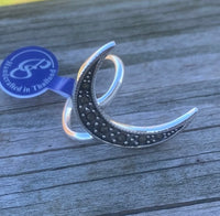 Crescent Moon Ring with Marcasite Stones