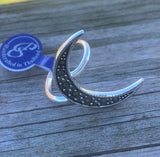 Crescent Moon Ring with Marcasite Stones