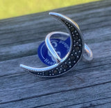 Crescent Moon Ring with Marcasite Stones