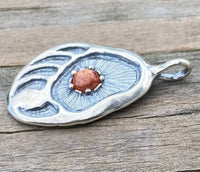 Black Bear Track Pendant .925 Sterling Silver w/ genuine Sunstone Made in USA
