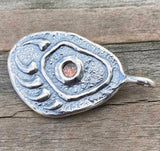 Black Bear Track Pendant .925 Sterling Silver w/ genuine Sunstone Made in USA