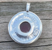 Wolf Dance Pendant .925 Sterling Silver w/ genuine Carnelian gem Made in USA