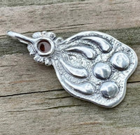 Timber Wolf Track Pendant Solid .925 Sterling Silver w/ genuine Amber gemstone USA